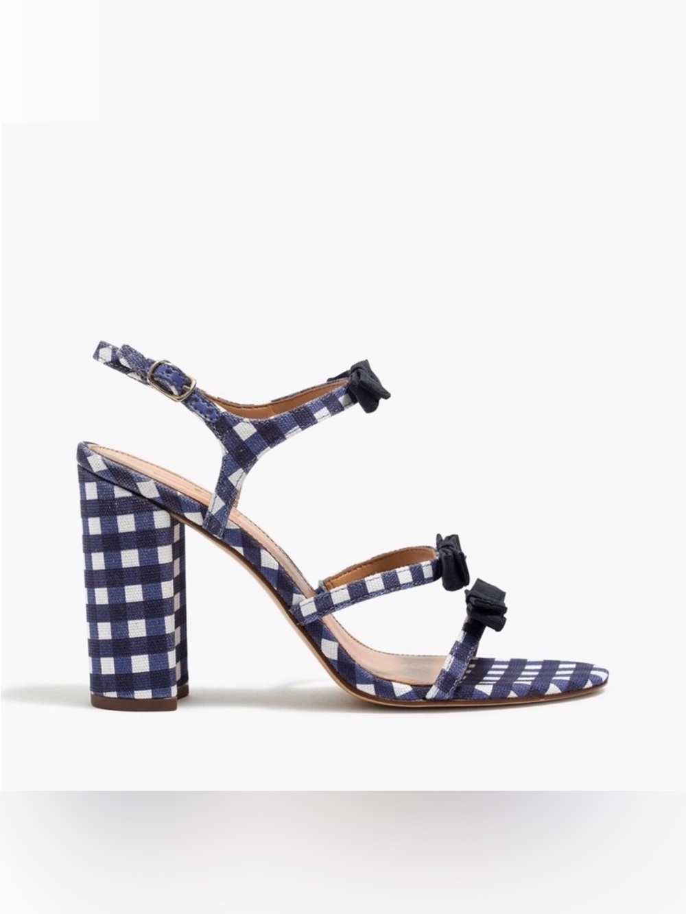 J.Crew Stella Women’s Sz 8.5 Blue/White Gingham Heels with Bows